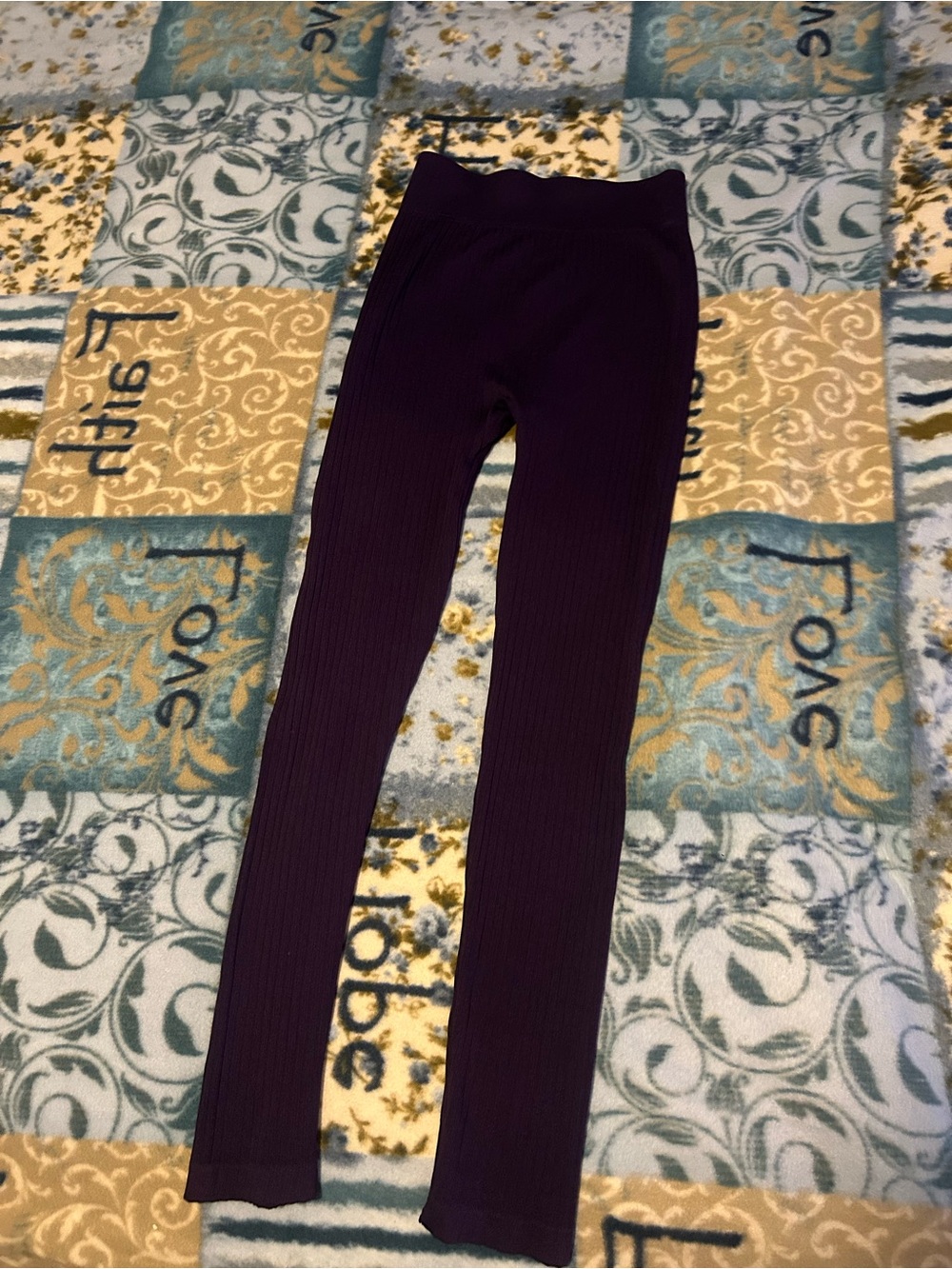 Ribbed High-Waist Leggings — Deep Purple